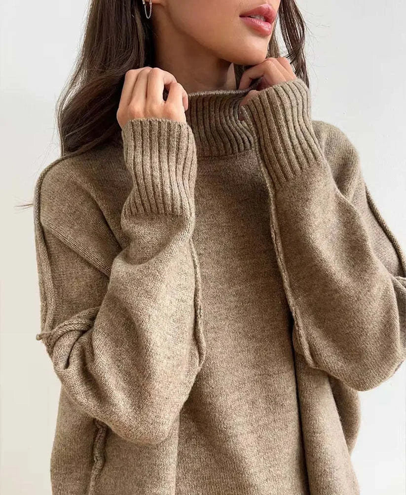 ALTEA | Set Autunnale da Donna in Maglia a Collo Alto con Maniche Lunghe (Due Pezzi)