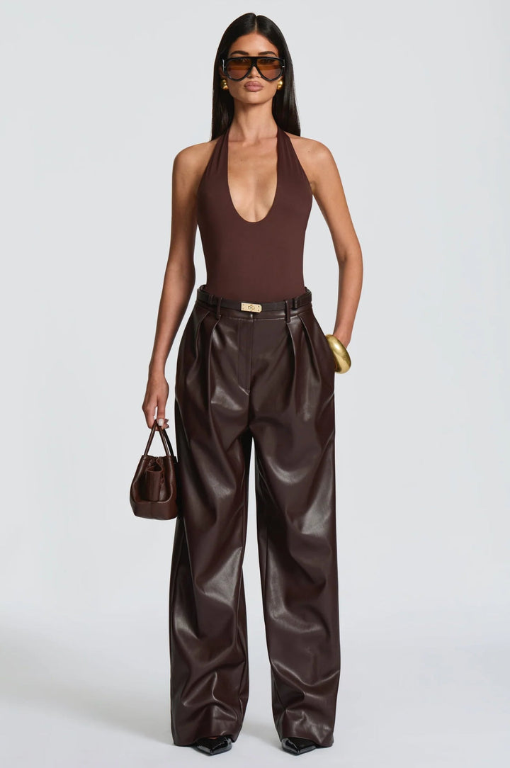 Pantaloni ANITA in eco-pelle a vita