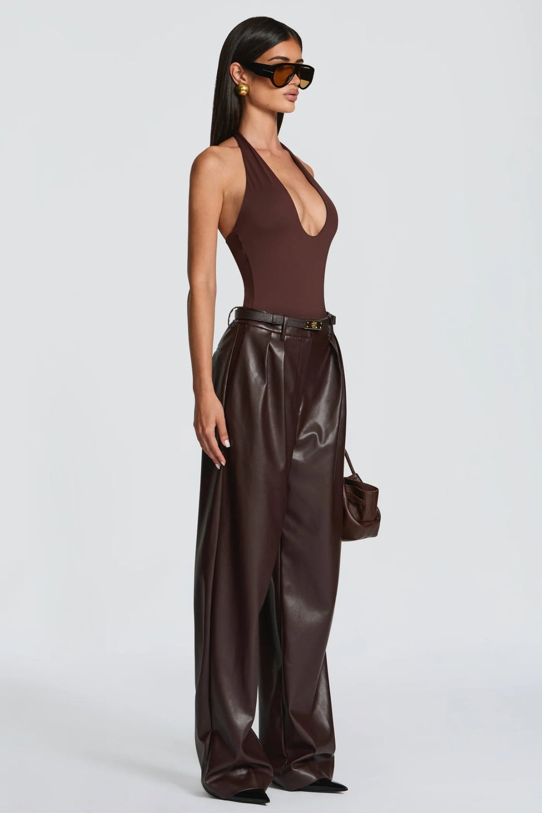 Pantaloni ANITA in eco-pelle a vita