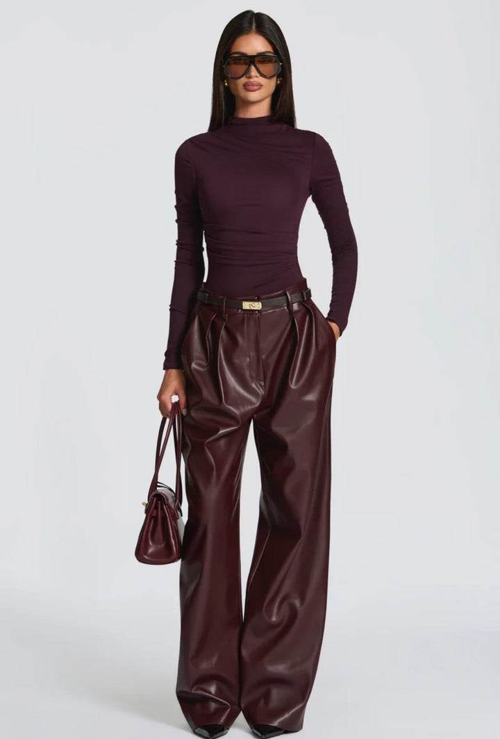 Pantaloni ANITA in eco-pelle a vita