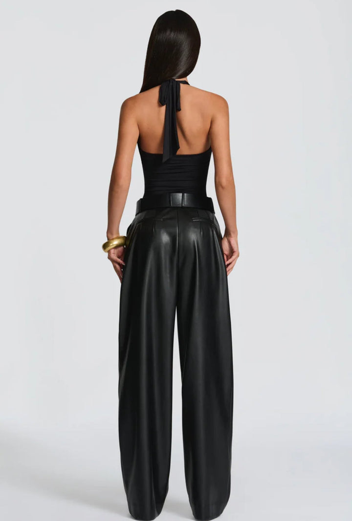 Pantaloni ANITA in eco-pelle a vita