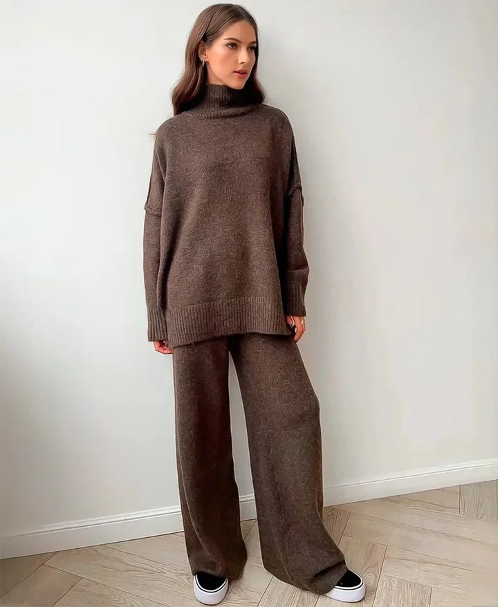 ALTEA | Set Autunnale da Donna in Maglia a Collo Alto con Maniche Lunghe (Due Pezzi)