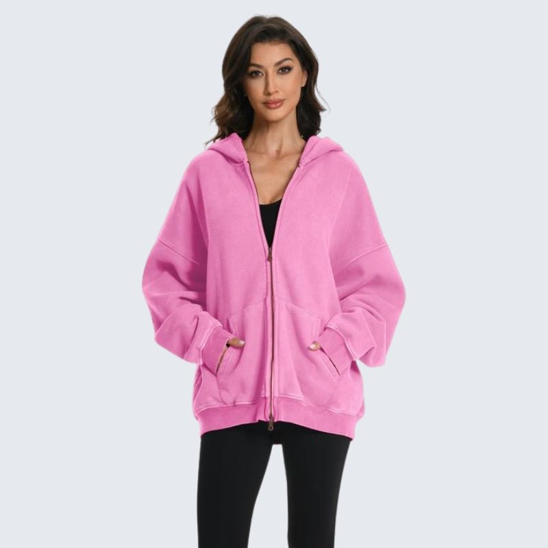 Felpa con cappuccio oversize e zip