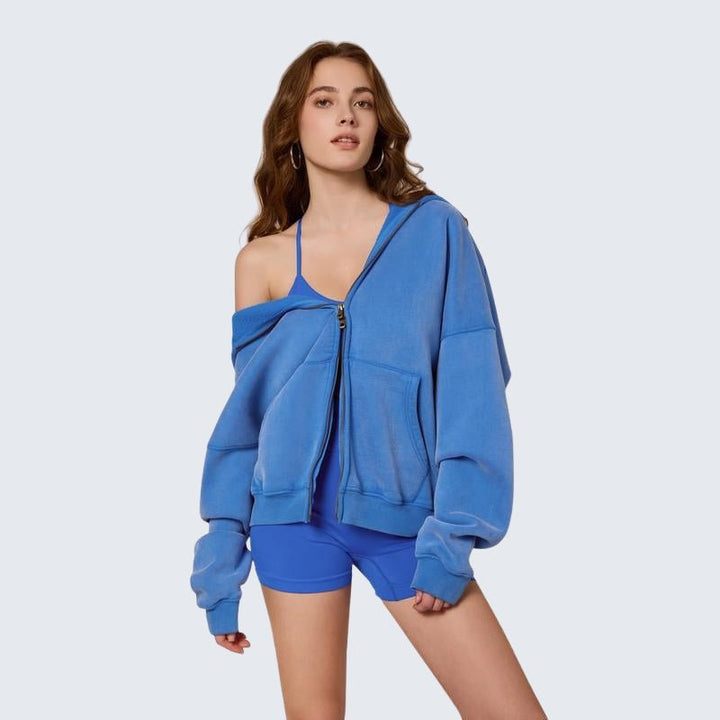 Felpa con cappuccio oversize e zip